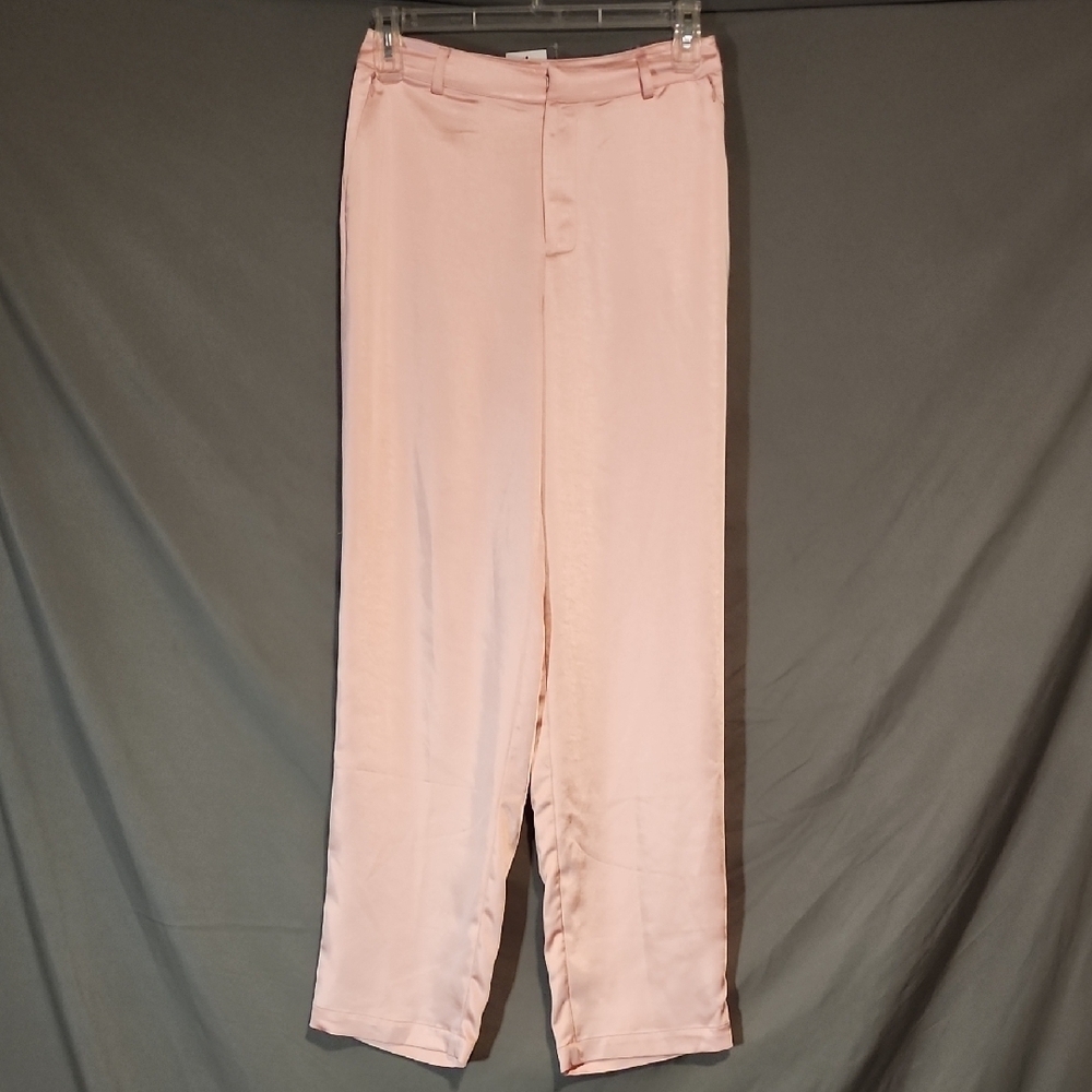 Good American NWT Women's Bubble Pink Satin Trousers In Size 4 - Picture 3 of 9